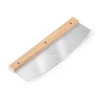 Pastry Tools Premium Sharp&Durable Pizza Knife Stainless Steel Sliced Pizza Rocker Cutter With Comfort Grip Wooden Handle
