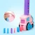 Import Pink Domino Train 80PCS Blocks Rally Electric Toy Set Macaron Color Train Model with Lights and Sounds Construction Toys from China