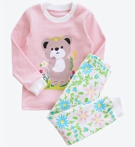 Pink Lovely Animals Printed 2018 Spring Newest Style Kids Cotton Pajamas