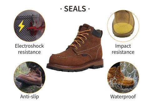 PINNIP poultry animal work shoes first layer cowhide waterproof and impact-resistant mens safety shoes