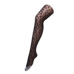 Popular hot selling beauty patterns comfortable 40D leopard jacquand pantyhose, high quality fashion black tube pantyhose tights