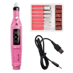 Portable Pen Shape Electrica Acrylic Nail Drill,Portable Electric Nail Polisher-Free Gift Six Polish Head Set