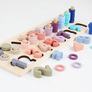 Preschool Wooden Montessori Toys Count Geometric Shape Cognition Match Baby Early Education Teaching Aids Math Toys For Children