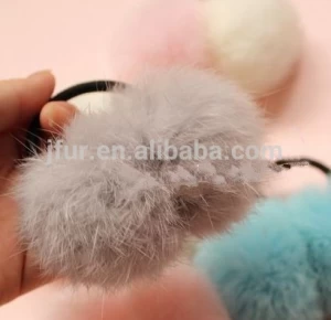 Pretty Girls Hair Accessory Rabbit Fur Balls Hairband Cute Pompoms Hair Rope