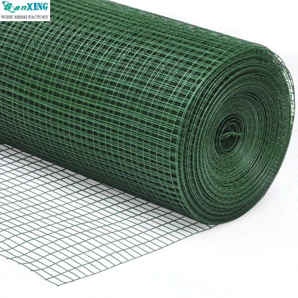 PVC Coated Welded Wire Mesh Fencing Green 1/2 x 1/2   Mesh Hole / 10 gauge welded wire mesh