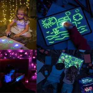PVC draw with light fun in darkness child sketchpad toys gift luminous drawing board home writing tablet paint tablet toy