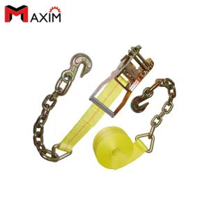 Quick Release Ratchet Tie Down Strap With Chain Anchors