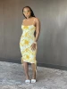 R893 Vendors Clothes Summer Womens Ladies Beach Dress Casual Fashion Tie Dye Spaghetti Strap Drawstring Woman Dress