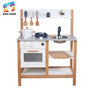 Ready To Ship children pretend cooking wooden kitchen toys with accessories W10C402