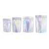 Ready to Ship Mylar bag 3.5g 7g Stand Up Holographic Rainbow Bags Plastic Laminated Resealable Zip Laser Flower Pouch