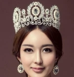 Real Gemstone White Gold Wholesale Crowns And Tiara Princess Crowns