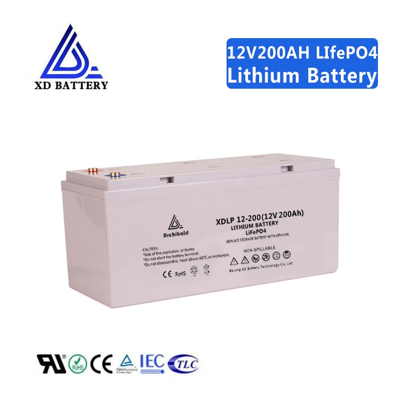 Rechargeable free-maintaince 12v lifeypo4 lithium battery 200ah