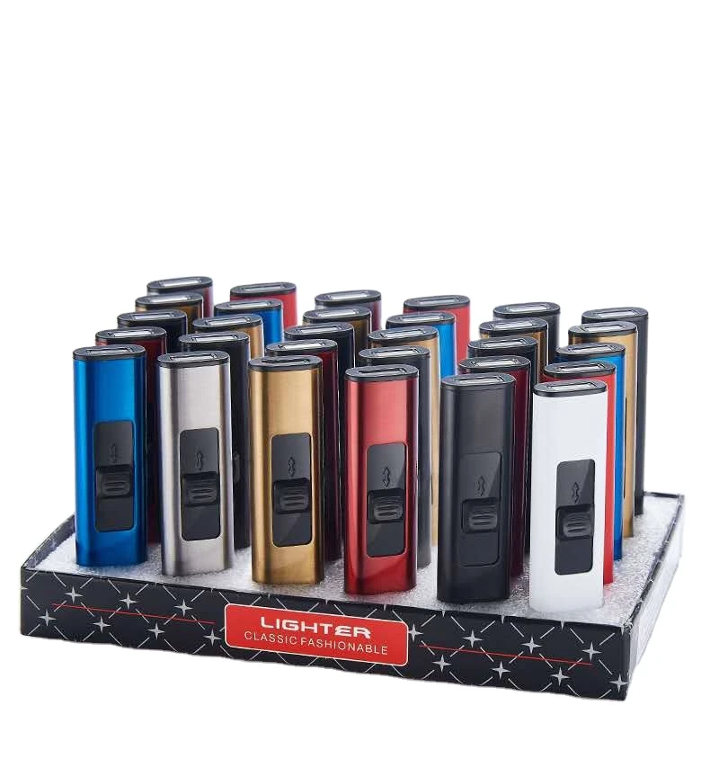 rechargeable slim lighter with an anti-slip switch in exquisite packaging  customized for smoking