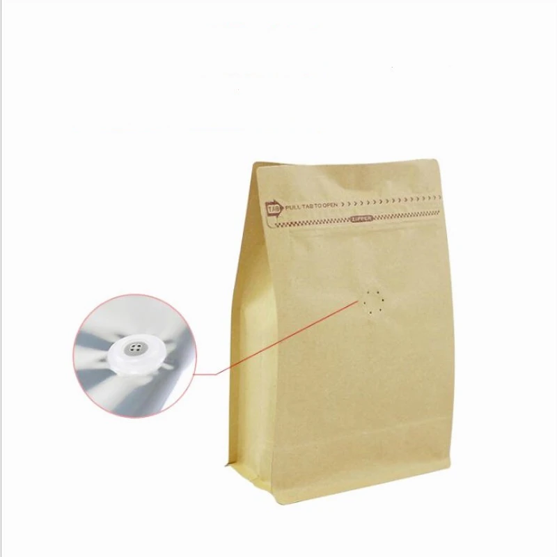 Resealable brown kraft paper coffee bags food grade packaging with zipper
