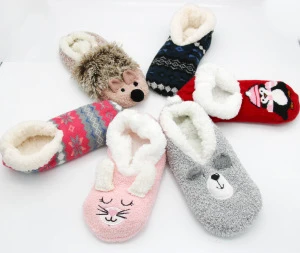 Reski Womens Winter Knitted Lining comfortable Animals Slipper Socks
