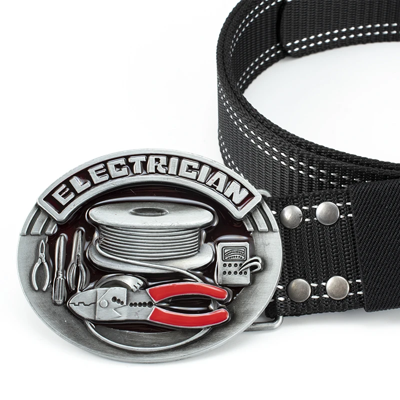Retro Nylon Belt With Electrician Trades Tradesman Belt Buckle