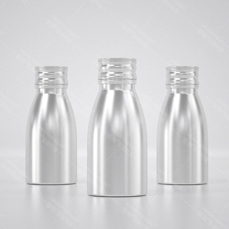 Reusable airtight aluminum bottle food grade metal packaging custom printing durable empty aluminum bottle 100ml Sports bottle