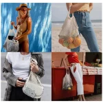 Reusable Grocery Cotton Net Bag Washable Foldable Net Tote String Mesh Shopping Net Bag