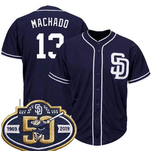 San Diego Padres 13 Manny Machado Jerseys 50th Patch Embroidery Logos Baseball Jersey