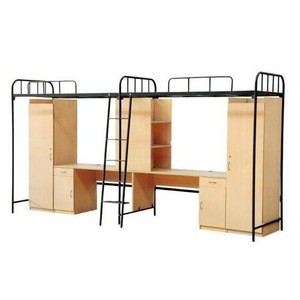 school dormitory  solid wood loft bunk bed with desk
