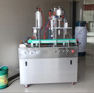 Semi-auto can liquid gas filling valve crimp Aerosol spray Filling Machine