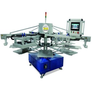 serigrafia automatic t-shirt screen printer/rotary silk 4 color 10 station micro registration textile printing machine