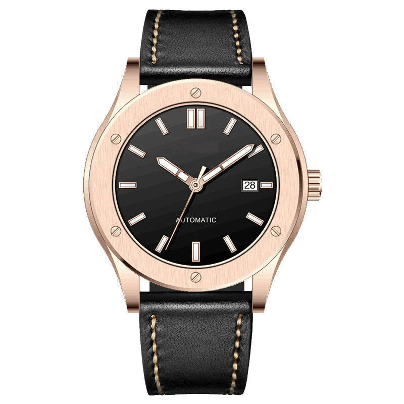 Shenzhen High Quality Slim Leather Luxury Mens Automatic Mechanical Watch