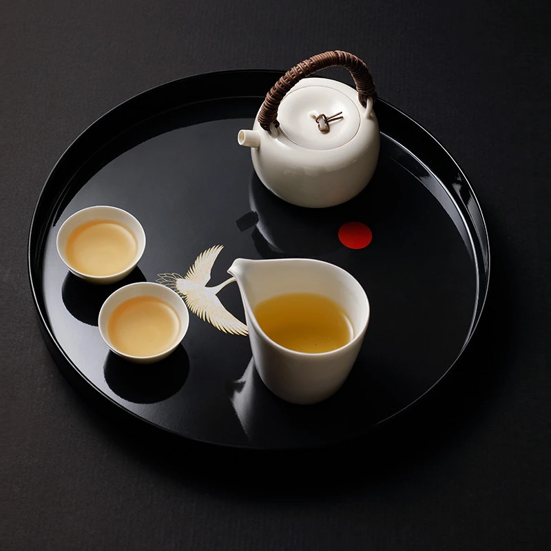 SHIMOYAMA Wholesale Solid Melamine Round  Food Meals Tea Coffee Snack  Non-Slip Serving Tray Decorative Tray for Coffee Table