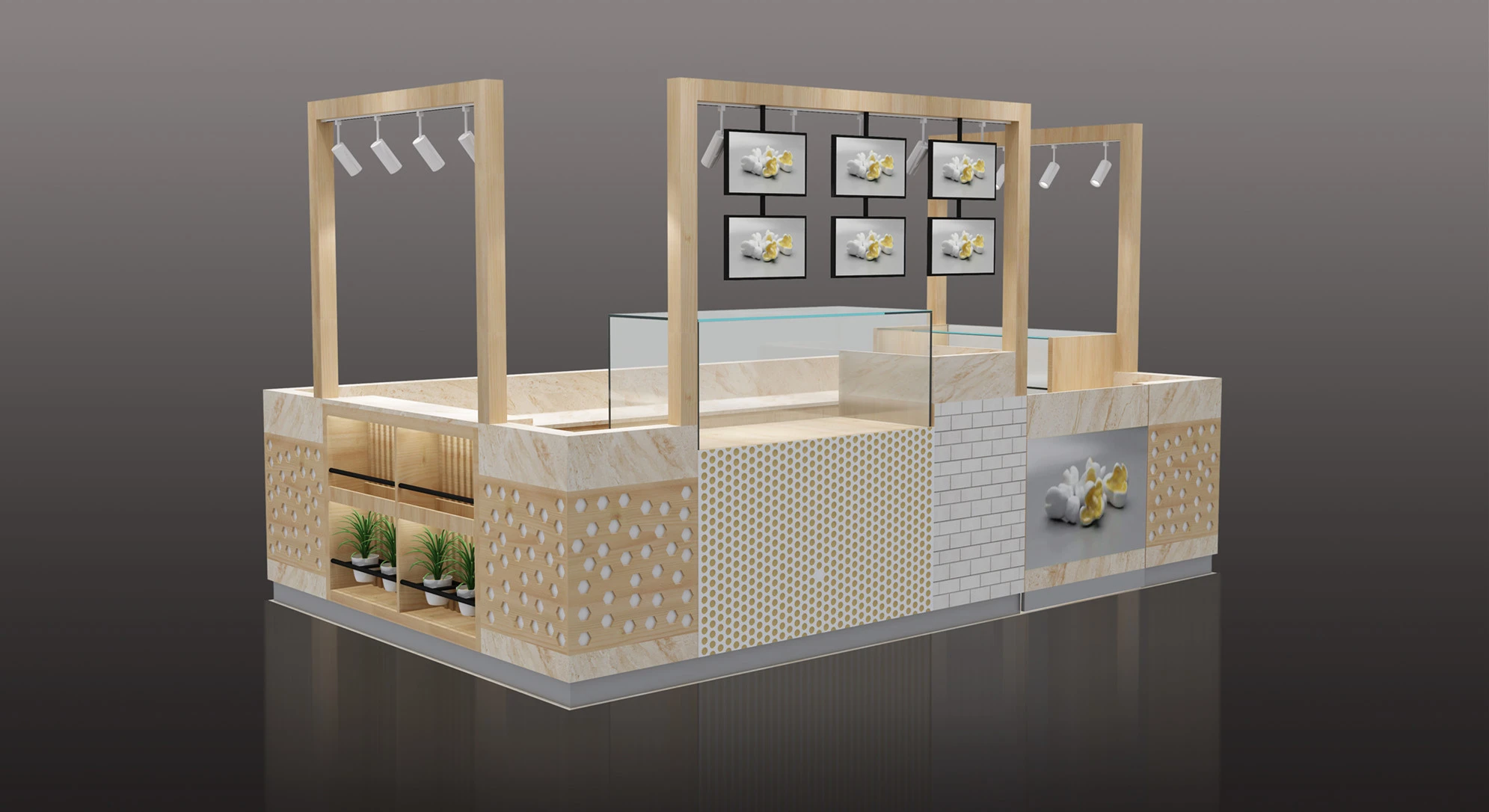 Shopping Mall Airport Fresh Fruit Juice Bar Coffee Shop Design With Store Furniture Counter Kiosk for Food