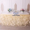 SK010Q baby shower birthday party ready to ship wedding champagne organza curly willow bridal table skirt