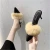Import SL-066 Wholesale fashion custom logo new design 2021 black leather women fluffy slippers ladies charm fur high heels slippers from China