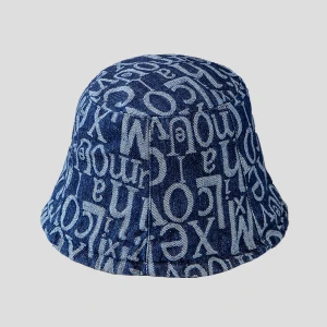 South Korea&#x27;s new hat fashion autumn Version of sand wash cowboy bucket hat letters joker fisherman hat