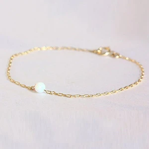 Special best selling metal gold plated thin chain delicate opal vermail bracelet