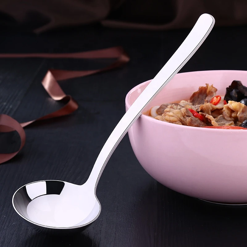 SSGP 8 Inches Metal 304 Stainless Steel Long Soup Noodles Rice Spoon