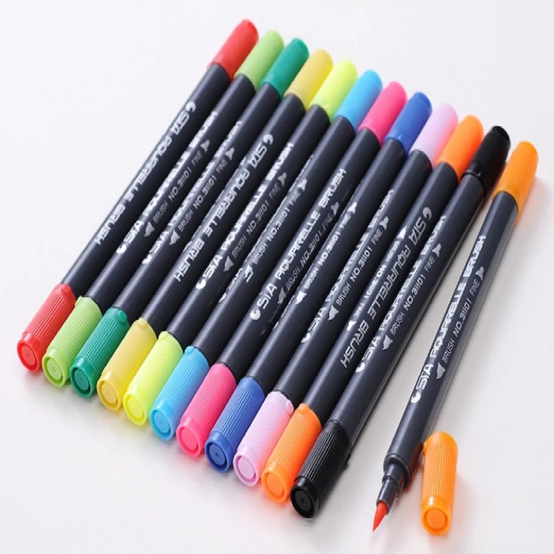 STA High Quality Watercolor Brush Pen Sketch Art Markers Set Fine Brush Dual Tips Colored Watercolor Marker Pen