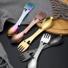 Stainless Steel Multi Tool Camping Tableware Spoon Can Opener Portable Cutlery Picnic Flatware Spork