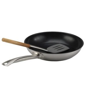Stainless Steel Non-stick Coating  Frying Pan with Silicone Spatula Turner Cookware Set for Cooking