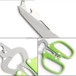 stainless steel removable blade multi function scissors vegetable cutter food kitchen scissors with bottle opener