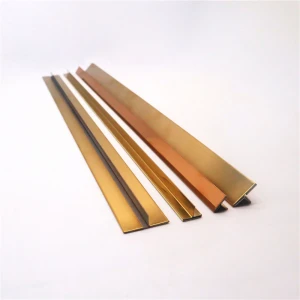 Stainless steel T shaped tile trim metal edging Gold brushed decorative strips