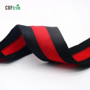 stock manufacture wholesale polyester Soft Knit Tape black and red stripe webbing stripe tape for clothing decoration