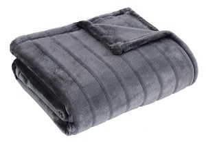 Super Soft Deco Embossed Stripe Throw Blanket for Lounging on Couch in Winter