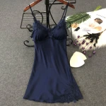 suphis chest pad nightwear summer dress lace night dress sleepwear babydoll nightie satin womens  lingerie silk nightgown