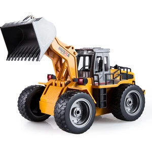 TongLi toy 1/18 scale 6 channel rc car Huina 1520 remote control wheel loader bulldozer construction model alloy truck