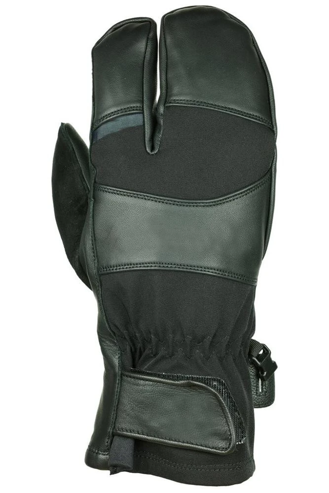 Top quality goat leather ski mitten warm leather ski gloves three fingers