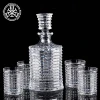 Top Selling High Quality Lead-free Crystal Engraved Bourbon Wine Decanter Barware  whiskey decanter Set