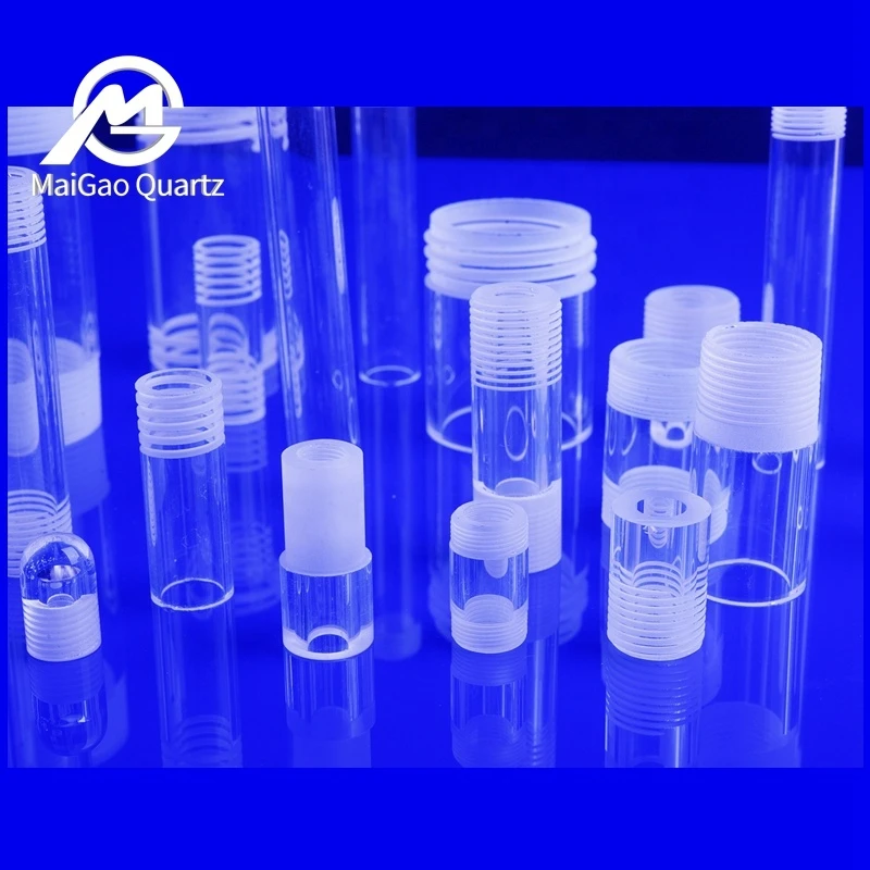 Transparent fused quartz  threaded tube quartz glass fittings