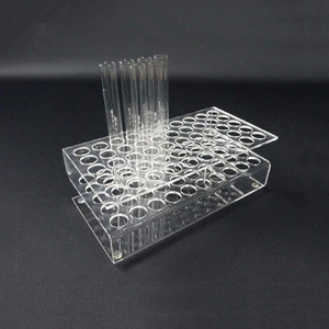 Transparent plexiglass chemistry lab test tube storage rack