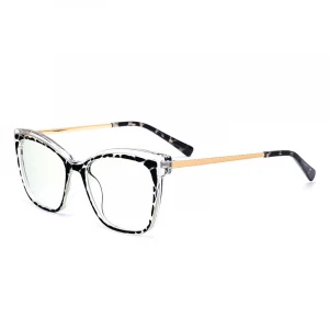 Trendy fashion PC clear lens anti blue light TR90 Metal Cat eye frames optical eyeglasses