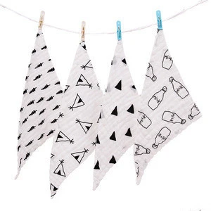 Unisex 100% Cotton triangle baby bibs For Drooling and Teething