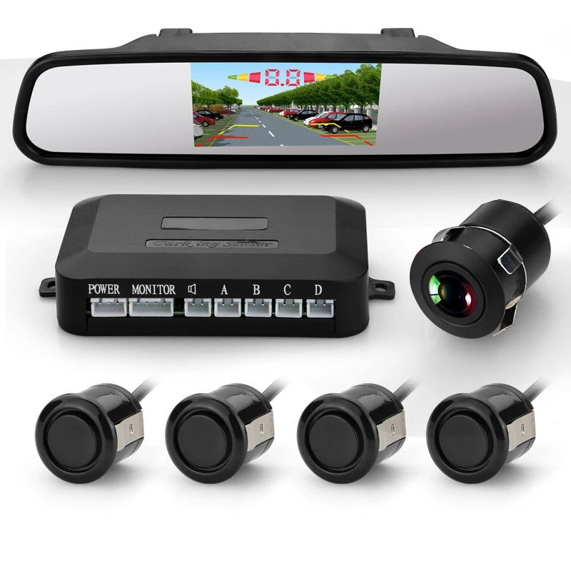Universal Video Paring Sensor with Backup Camera System 4.3inch Rearview Mirror Display Car Parking Equipment